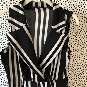 Black and white stripped jumpsuit